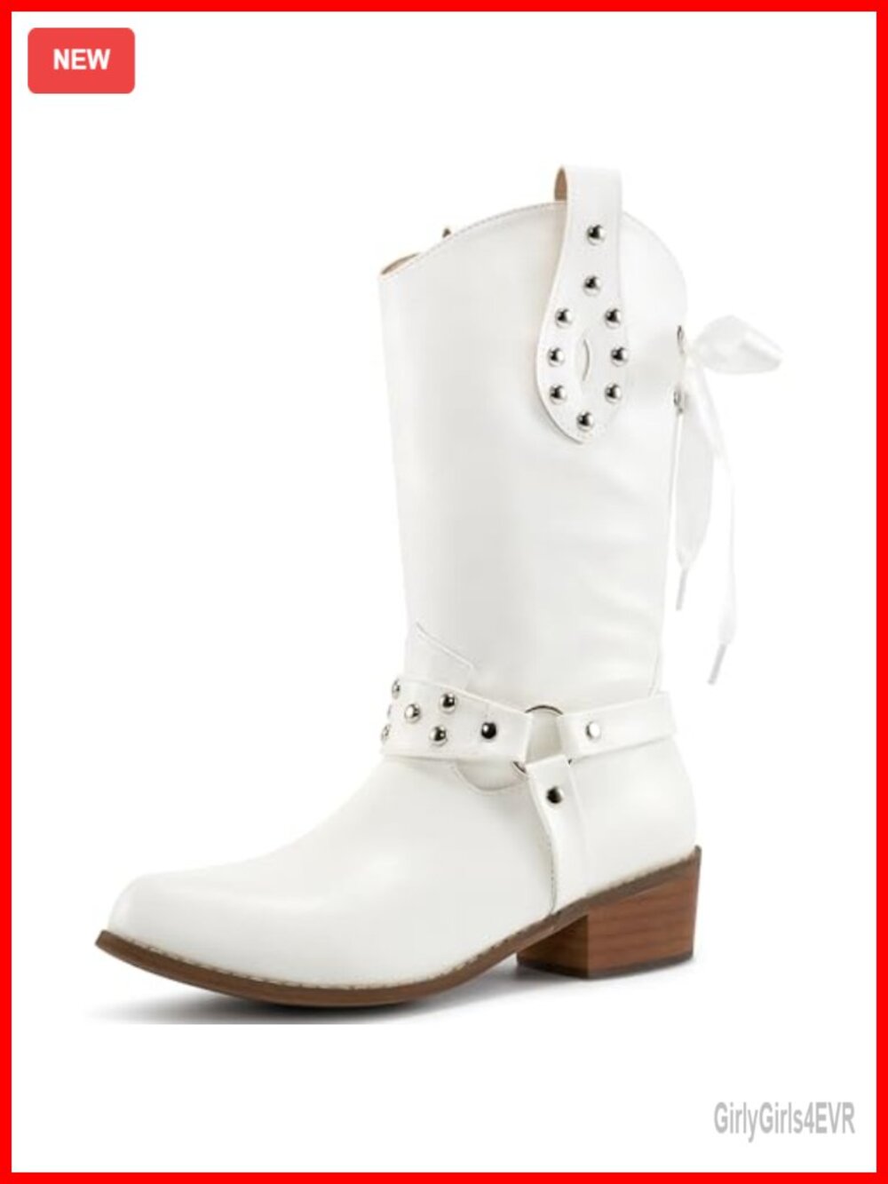 Women's Western Cowboy Boots Mid Calf Faux Leather Cowgirl Boots Pointed Toe